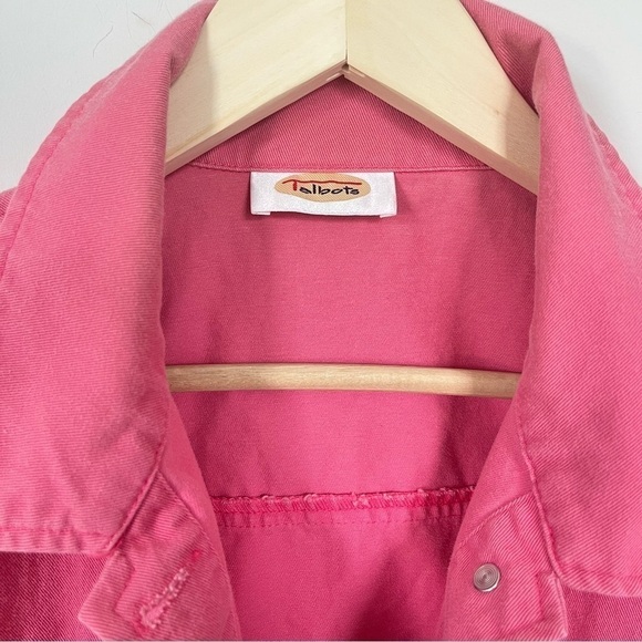 Vintage Talbots 1990s 100% Cotton-Denim Pink Vest Buttons Collared Size Large - Picture 4 of 10